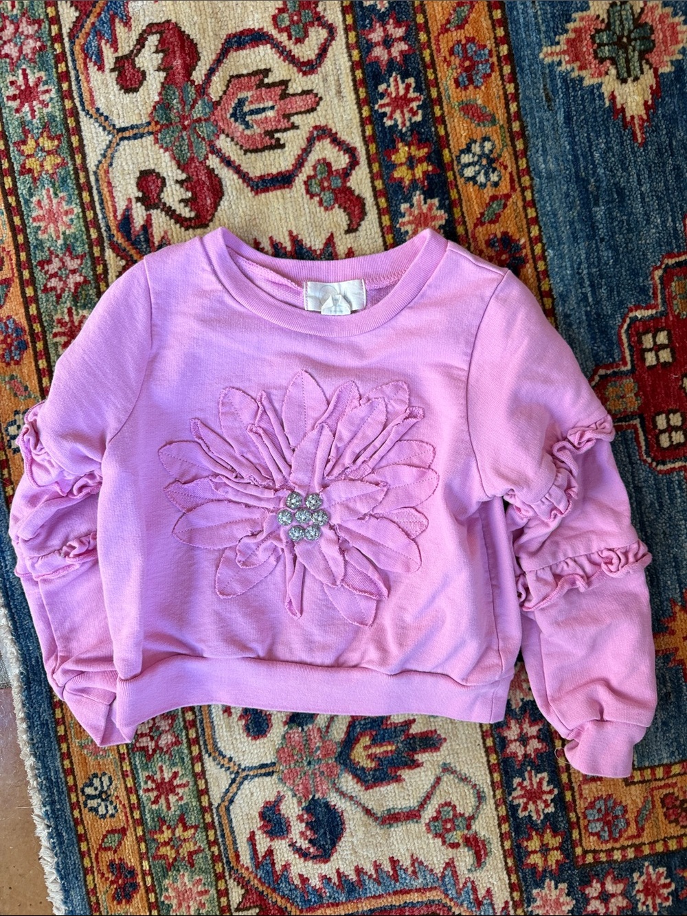 Peek Lavender Pink Floral Appliqué Sweatshirt